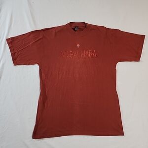MASAI MARA Kenya X Punch Design Brown‎ Embroidered T-Shirt - Size Large EUC